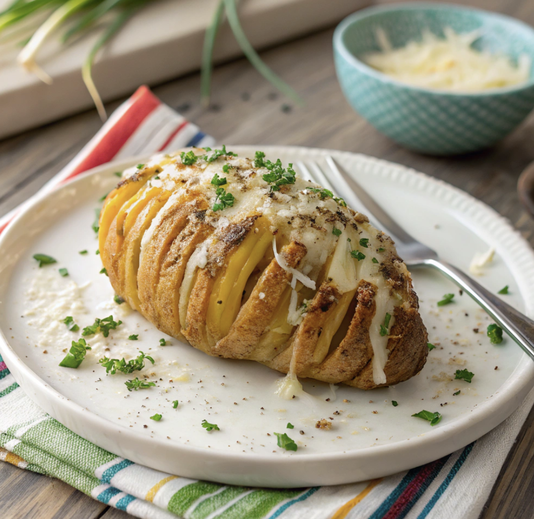 Fit Fusion Hacks Cheesy Garlic Hassleback Potatoes - SHK