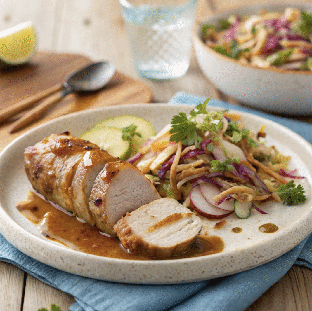 Fit Fusion Hacks Maple-Glazed Pork Tenderloin with Apple Slaw
