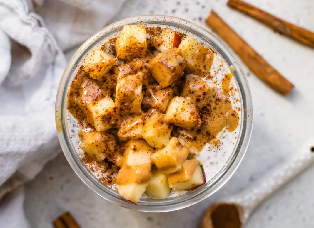 Fit Fusion Hacks Apple Chia Pudding with Peanut Butter (High Protein, High Fiber)